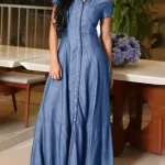 Womens Dresses 2023 Summer Fashion Solid Color Lapel