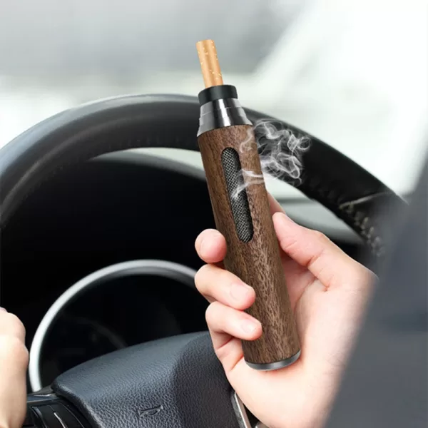 Wood Ashtray Pocket Cigar Ash Tray Soot Cover Portable Ashtray For Car Smoking Accessories With Velvet