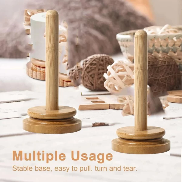 Wood Yarn Ball Holder Paper Towel Rack Vertical Rotating Weaving Tool Rack Storage Winding Roll Holder 4