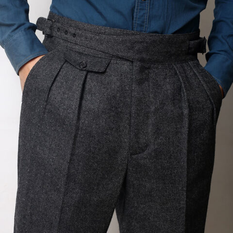 Wool Tweed Pants for Men Woolen Trousers Man Men s Pant Dress Classic Business Suit Grey