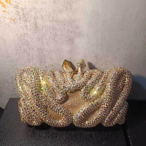XIYUAN Fashion Gold AB Snake Crystal Bag Wedding Bridal Cocktail Handbag Woman Diamond Lady Evening Bag scaled
