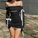 Xeemilo Elegant Slash neck Long Sleeve Dress Sexy