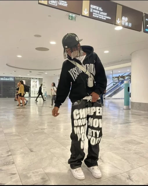 Y2k Jeans Hip Hop Letter Printed Black Pants Men Women 2023 New Trend Fashion Punk Loose 3