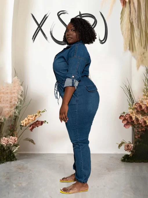 Y2k Jeans Jumpsuit for Women Loose Denim Overalls Long Sleeve Spring Plus Size Backless Sexy Jumpsuit 3