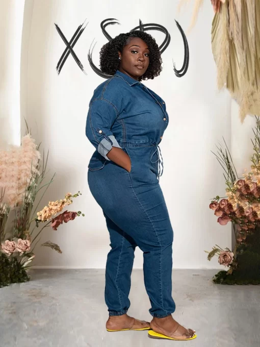 Y2k Jeans Jumpsuit for Women Loose Denim Overalls Long Sleeve Spring Plus Size Backless Sexy Jumpsuit 4