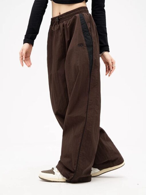 Y2k Women Wide Leg Cargo Pants Casual Streetwear Loose Drawstring Trousers Drawstring Sweatpants Female Vintage Baggy 3