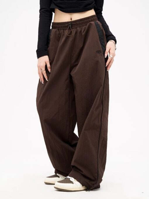 Y2k Women Wide Leg Cargo Pants Casual Streetwear Loose Drawstring Trousers Drawstring Sweatpants Female Vintage Baggy 4