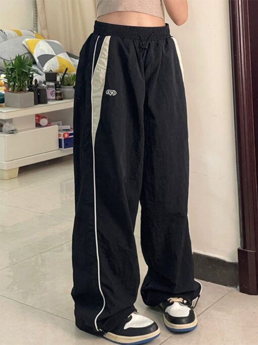 Y2k Women Wide Leg Cargo Pants Casual Streetwear Loose Drawstring Trousers Drawstring Sweatpants Female Vintage Baggy