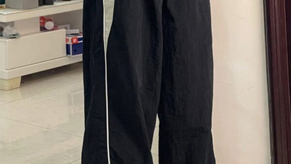 Y2k Women Wide Leg Cargo Pants Casual Streetwear Loose Drawstring Trousers Drawstring Sweatpants Female Vintage Baggy