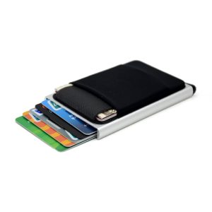 YUECIMIE Slim Aluminum Wallet With Elasticity Back Pouch ID Credit Card Holder Mini RFID Wallet Automatic