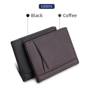 YUECIMIE Super Slim Soft Wallet 100 Genuine Leather Mini Credit Card Holder Wallets Purse Thin Small 5