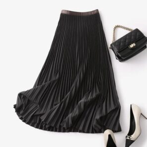 Yitimoky Long Pleated Skirts for Women 2022 Spring Fall Chic Elastic Band Fashion A Line Elegant 2.jpg 640x640 2