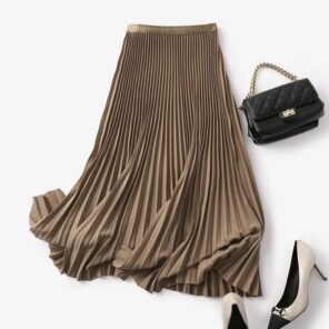 Yitimoky Long Pleated Skirts for Women 2022 Spring Fall Chic Elastic Band Fashion A Line Elegant 3.jpg 640x640 3