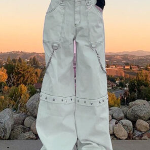Zenaide Goth Cargo Pants Y2K Women Oversized Grunge Boyfriend Grey Low Waist Loose Pockets Baggy Jeans 10.jpg 640x640 10