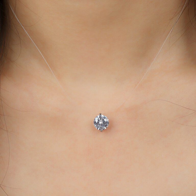 Zircon Pendant Shiny Choker For Women Fishline Necklace Jewelry Transparent Invisible Line Fashion 1