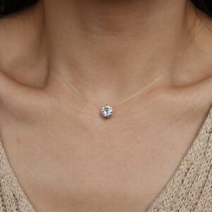 Zircon Pendant Shiny Choker For Women Fishline Necklace Jewelry Transparent Invisible Line Fashion