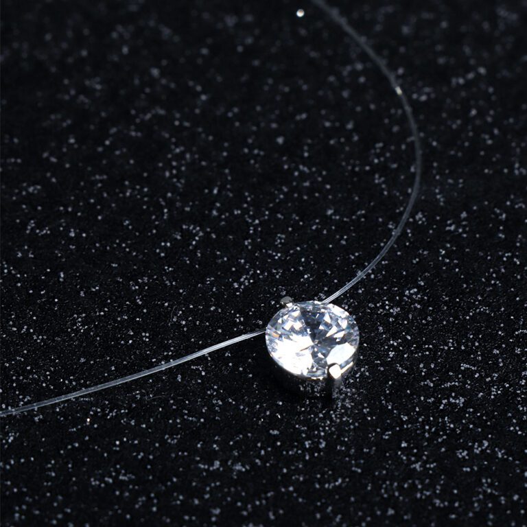 Zircon Pendant Shiny Choker For Women Fishline Necklace Jewelry Transparent Invisible Line Fashion 4