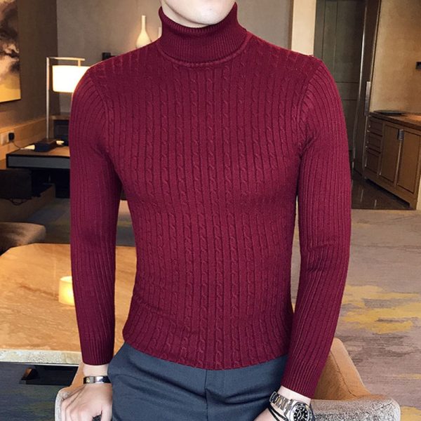 brand Men Turtleneck Sweaters and Pullovers 2021 New Fashion Knitted Sweater Winter Men Pullover Homme Wool 1