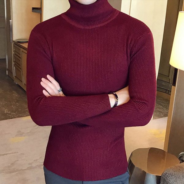brand Men Turtleneck Sweaters and Pullovers 2021 New Fashion Knitted Sweater Winter Men Pullover Homme Wool 4