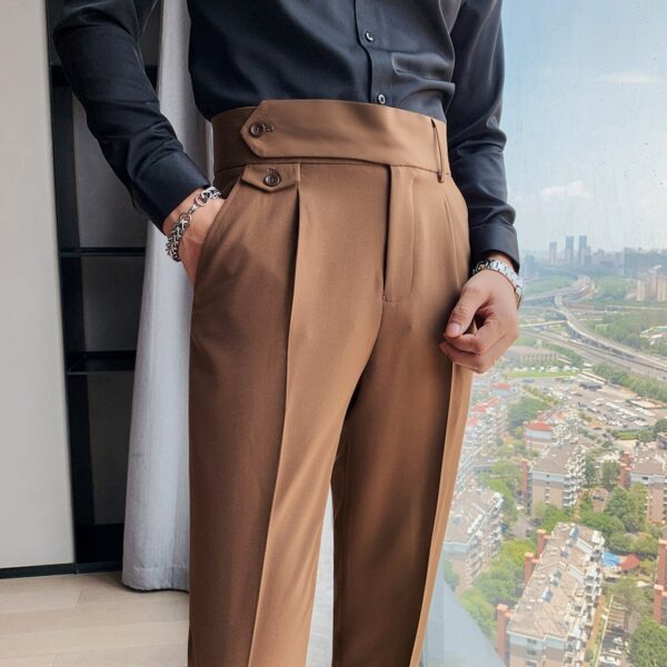 British Style Autumn New Solid Business Casual Suit Pants Men Clothing Simple All Match Formal Wear 1