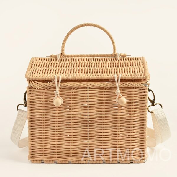 Creative House Shape Rattan Women Handbags Wicker Woven Shoulder Crossbody Bags Funny Summer Beach Straw Bag 4