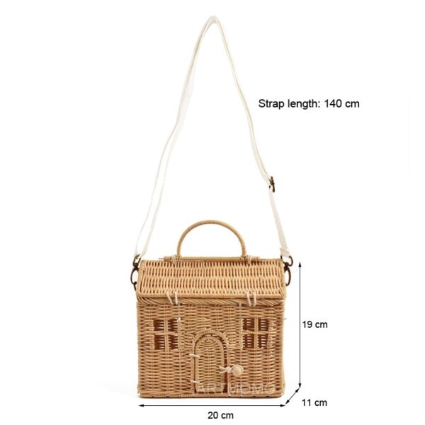 Creative House Shape Rattan Women Handbags Wicker Woven Shoulder Crossbody Bags Funny Summer Beach Straw Bag 5