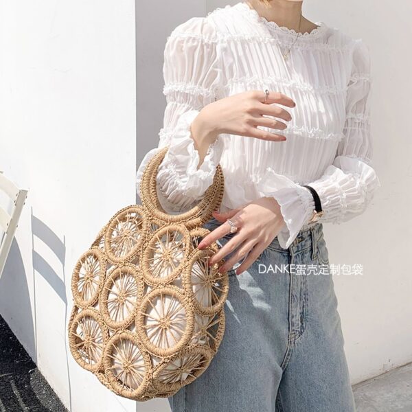 fashion rattan hollow round straw bags wicker woven women handbags summer beach shoulder crossbody bags casual 7