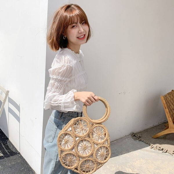 fashion rattan hollow round straw bags wicker woven women handbags summer beach shoulder crossbody bags casual 8