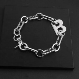 Flashbuy New Design Gold Color Metal Letter B Bracelets for Women Thick Link Chain Bracelet Fashion 5