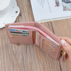 geometric women cute pink wallets pocket purse card holder patchwork wallet lady female fashion short coin 3