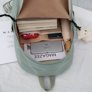 hocodo simple female backpack women canval school bag for teenage girl casual shoulder bag solid color 4