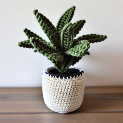 white crochet flower potted