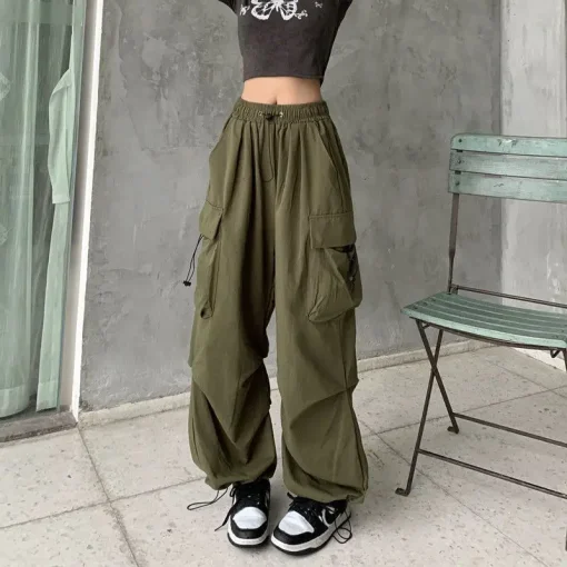 kf Ae4e9da1faa4a4fc8ba7b03b3779f89a6I Women Y2K Streetwear Cargo Pants Vintage Fashion High Waist Baggy Trousers Female Loose Sweatpants Wide Leg