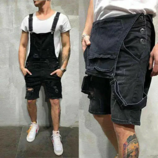 kf H59b0bfb4f1ac4956be09dca3ee116364r Mens Casual Denim Jeans Overalls Jumpsuit Dungarees Cargo Work Shorts Playsuit