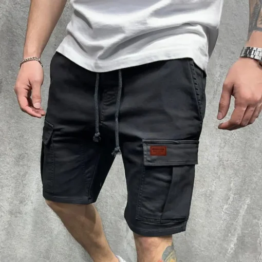 Men's Solid Color Cargo Shorts – Multi-Pocket Casual Summer Knee-Length Shorts - Image 3