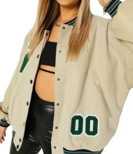 Women Oversized Baseball Jackets Fashion Leather Long Sleeve Letter