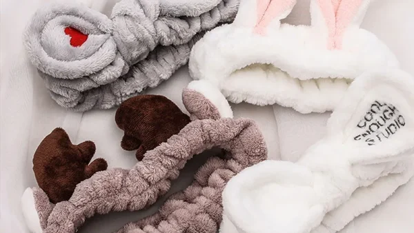 kf H68446bc3c714442285448a5cacb9dc25s Wash Face Hair Holder Hairbands Soft Warm Coral Fleece Bow Animal Ears Headband For Women Girls