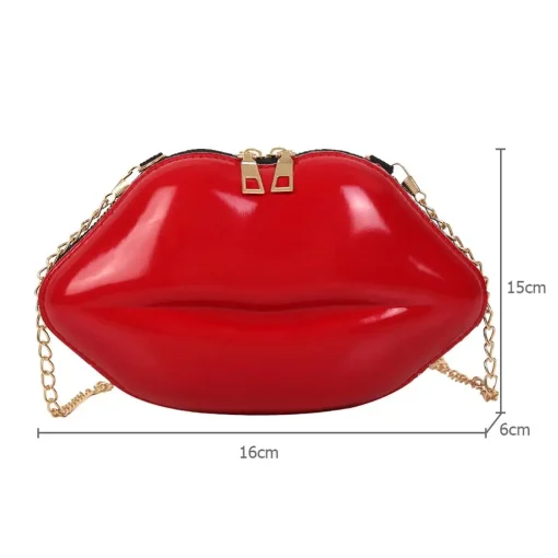 kf H7c66a121ef1b4b10823933065da5e345q Lips Shape PVC Handbags Solid Zipper Shoulder Bag Crossbody Messenger Phone Coin Bag Evening Party Clutches