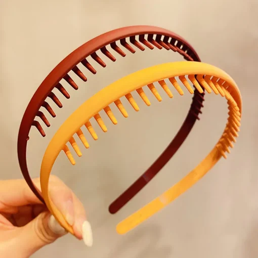 kf H890c5f4944b943dd8fc86ccc8ab2ef14U Women Simple Colorful Matte Toothed Hairbands Broken Hair Finishing Headband Outdoor Hair Hoop Headwear Fashion Hair