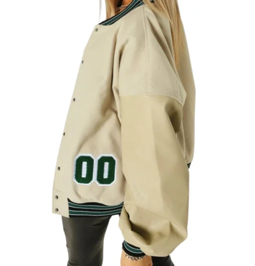 Women Oversized Baseball Jackets Fashion Leather Long Sleeve Letter - Image 5