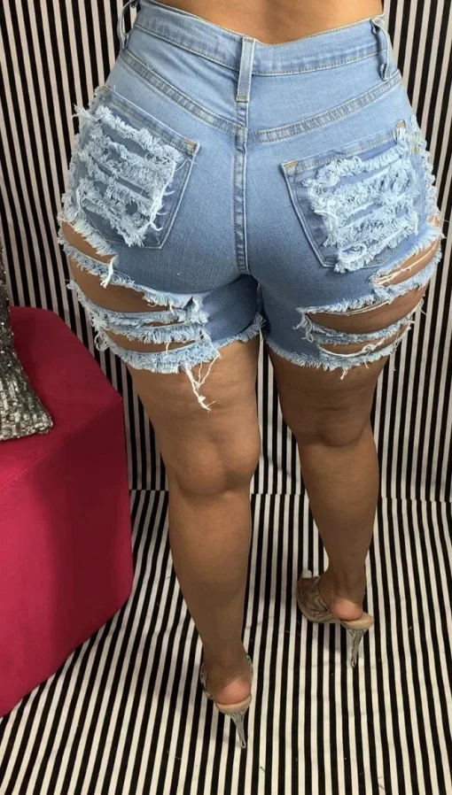 2025 Summer High-Waist Ripped Denim Shorts | Women's Stretch Slim Fit Jeans | Casual Sexy High-Waisted Shorts