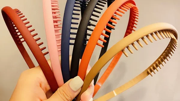 kf Hc2e5b43b3951465f9edc66f275019434U Women Simple Colorful Matte Toothed Hairbands Broken Hair Finishing Headband Outdoor Hair Hoop Headwear Fashion Hair