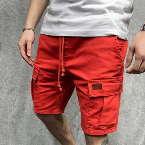 Men's Solid Color Cargo Shorts – Multi-Pocket Casual Summer Knee-Length Shorts - Image 5