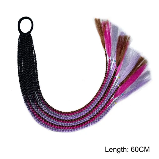 kf Hd2e999c3b8e44e60966ad39660e7145f5 60cm Hair Color Gradient Dirty Braided Ponytail 12Pcs Pack Colorful Elastic Hair Band Rubber Band Hair