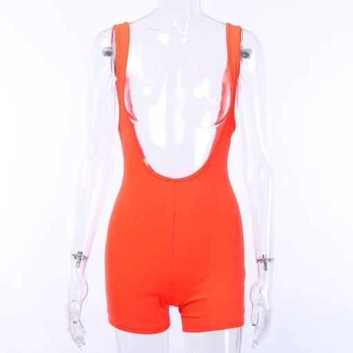 kf He3fd730c20284856acb88d3af5b96fa33 Casual Solid Skinny Rompers Women Playsuits Backless Sexy Fitness Overalls Sleeveless Short Bodycon Bodysuits Summer