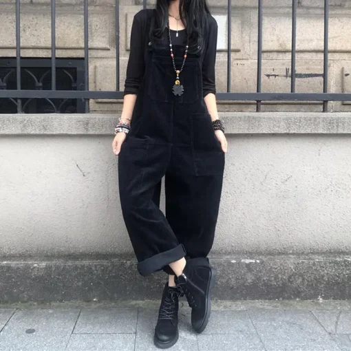 kf Hff55820c11434d9ea963b2172a40ec53y Vintage Corduroy Jumpsuits Women s Autumn Pants 2023 ZANZEA Casual Suspender Wide Leg Playsuits Rompers Trousers