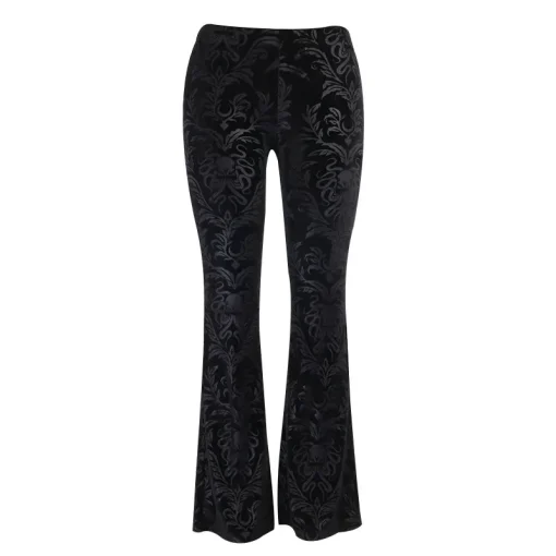 kf S00113b8c6bbc45d09e4c512d53b27b2eR Vintage Floral Scratched Gothic Pants Velvet High Waist Skinny Flare Trousers For Women Autumn Winter Streetwear