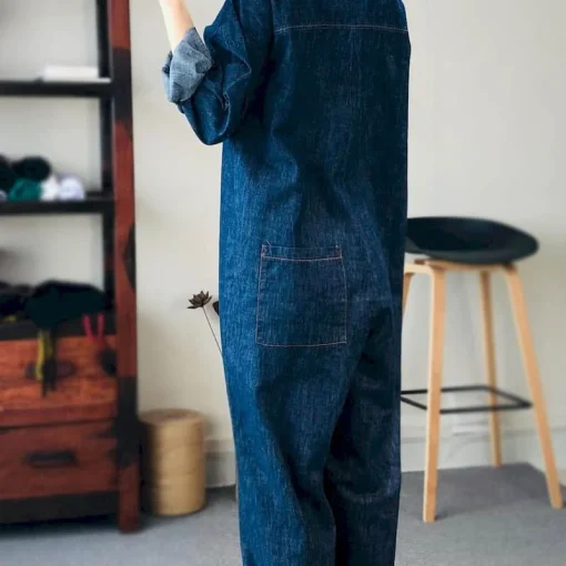 Oversized Denim Jumpsuit for Women - Casual One-Piece Outfit - Image 5