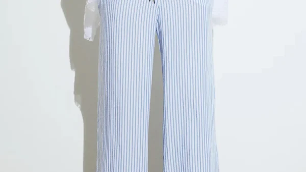 kf S03588a7732d44b6e84fc95811bb81f03e Women Harajuku Loose Wide Leg Pants Casual Stripe Print Elastic Drawstring Trousers with Pockets Work Office