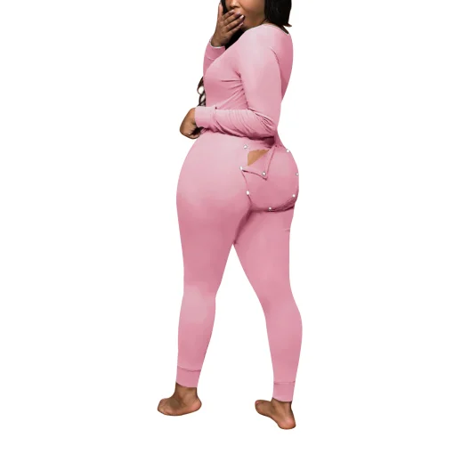 Women’s Sexy Bodycon Jumpsuit – High-Waist Long Sleeve V-Neck Stretch Full-Length Romper - Image 3